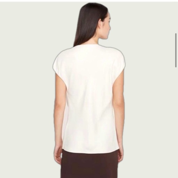 Champagne Vince Cowl Neck Cap Sleeve Silk Blouse - Picture 5 of 8